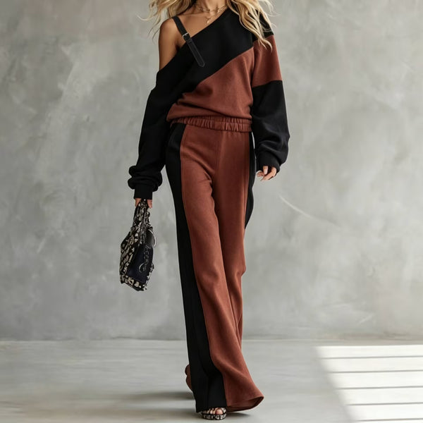 Color-Block Sweatshirt & Wide-Leg Pants Set — product image 11