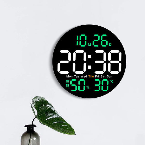 Multi-Function Digital Wall Clock with Temperature Humidity Display view 2