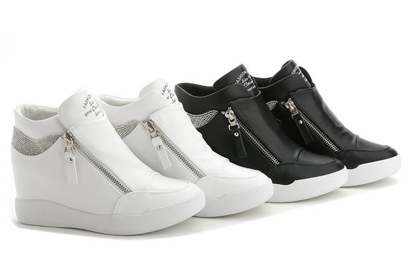 Black canvas mid-top sneakers