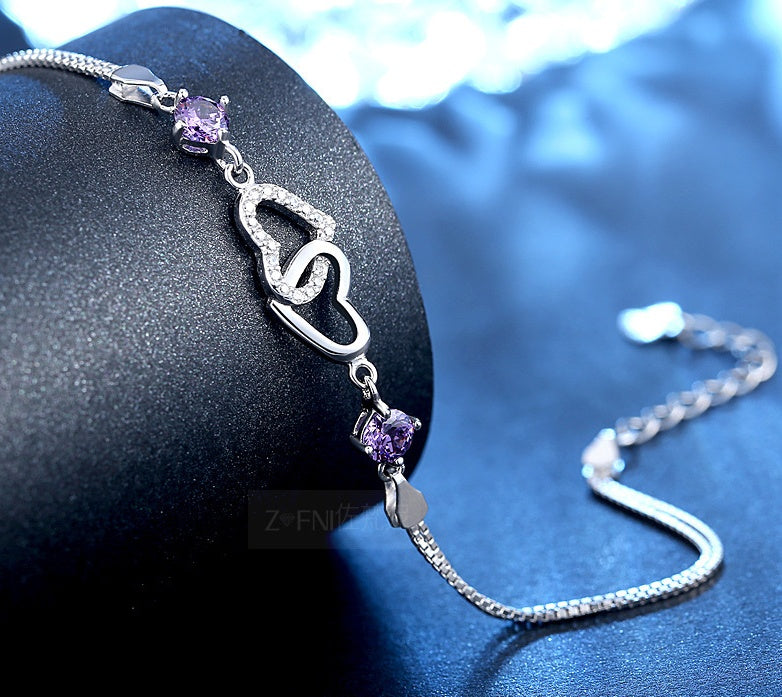 Product detail photo of Heart shaped amethyst bracelet, Bracelets