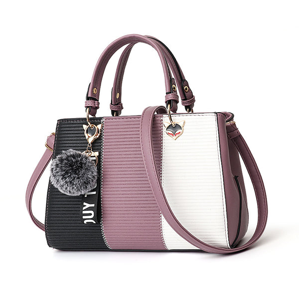 Patchwork Pompom Tote Bag - PU Leather Party Purse for Women, product view 12