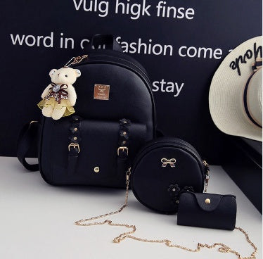 Product detail photo of Floral 3 Piece Backpack Set, black, everyday style, floral 3 piece backpack set