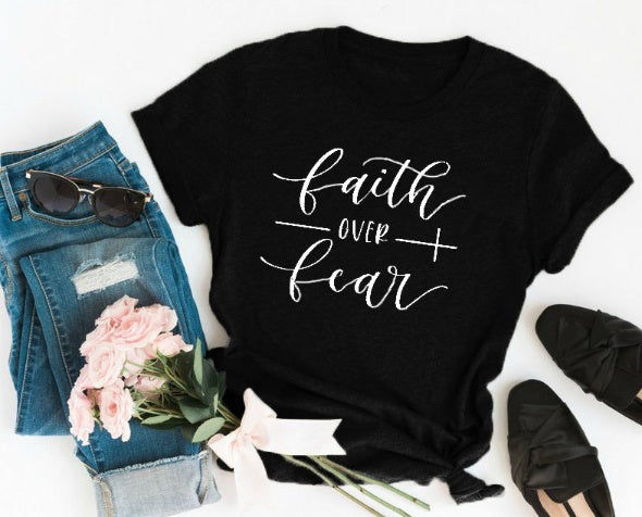 Faith Over Fear Christian T-Shirt for Women, alternate product view