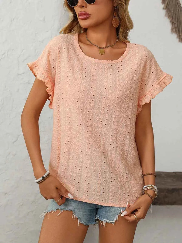 Eyelet short sleeve top — additional view 3