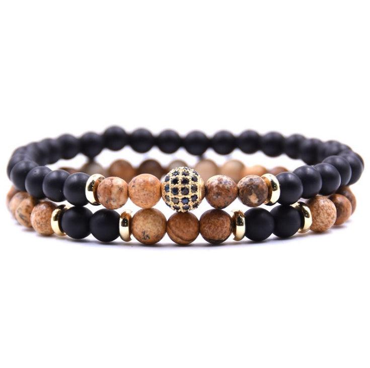 Product detail photo of Natural Stone and Zircon Bracelet Set, natural stone and zircon bracelet set