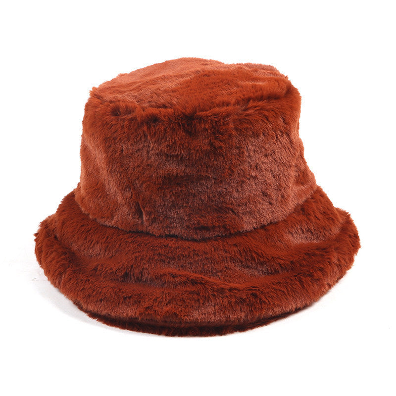 Women's Wide-Brim Winter Bucket Hat-Splashis, Caramel