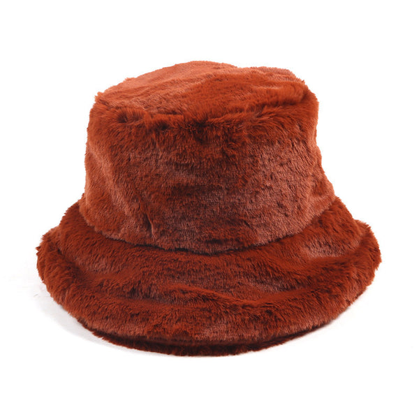 Women's Wide-Brim Winter Bucket Hat-Splashis, Caramel