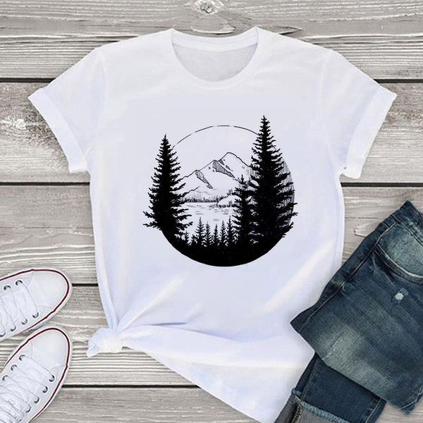 Plant Landscape Print Short-Sleeve T-Shirt for Women, front product view