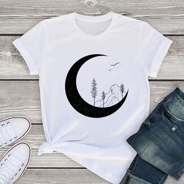 Plant Landscape Print Short-Sleeve T-Shirt for Women, alternate product view