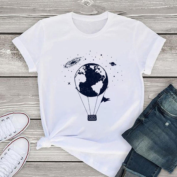 Plant Landscape Print Short-Sleeve T-Shirt for Women, side product view