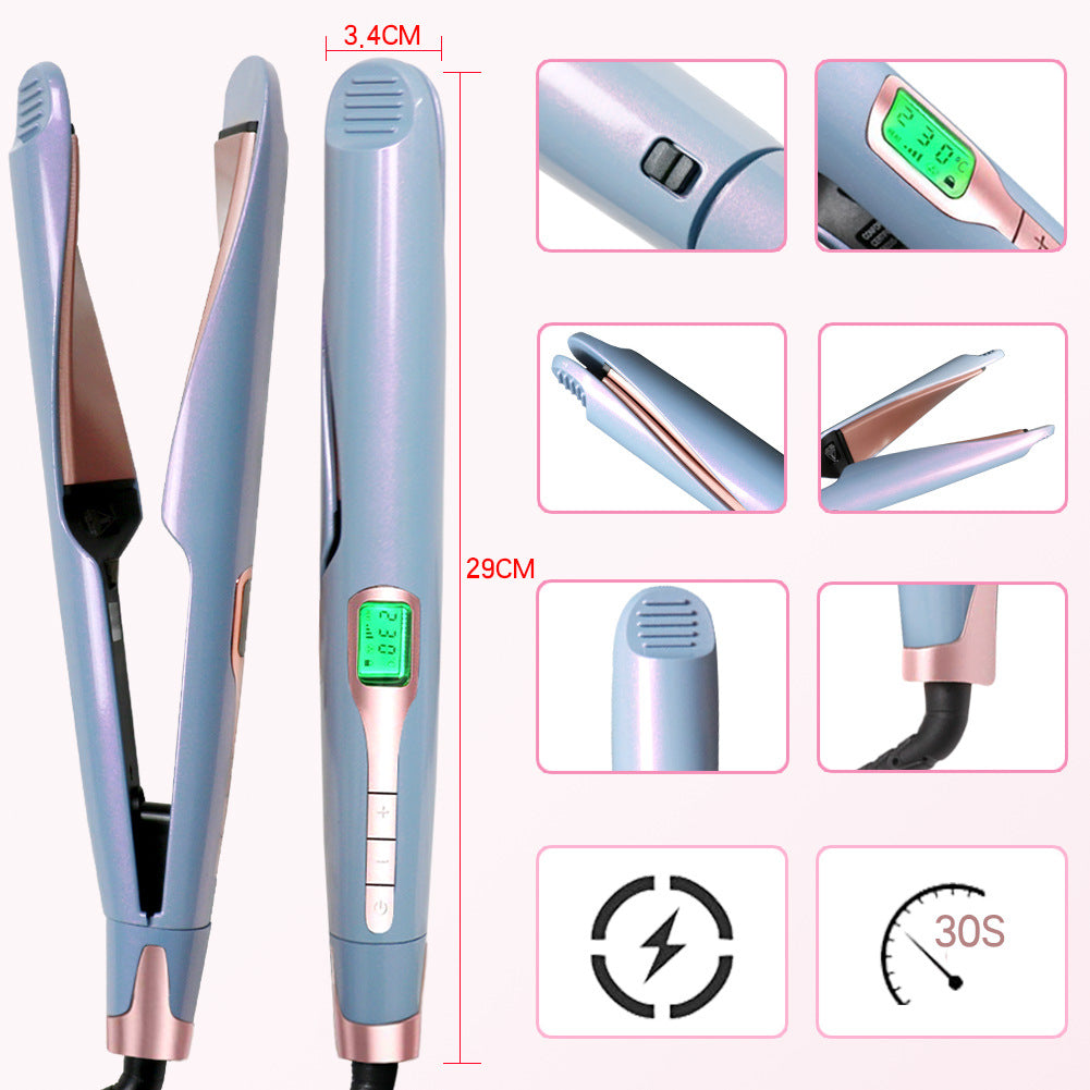 2-in-1 Flat Iron and Curler with Tourmaline Ceramic Plates, side product view