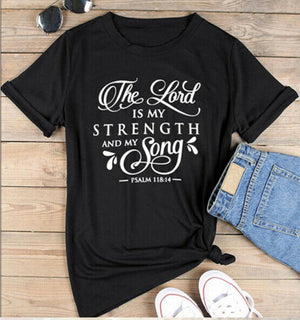 Black retro faith slogan graphic t-shirt for women