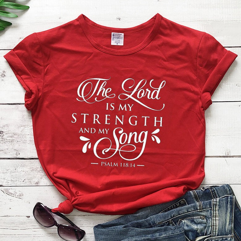 Retro Faith Slogan Graphic T-Shirt for Women, angled product view
