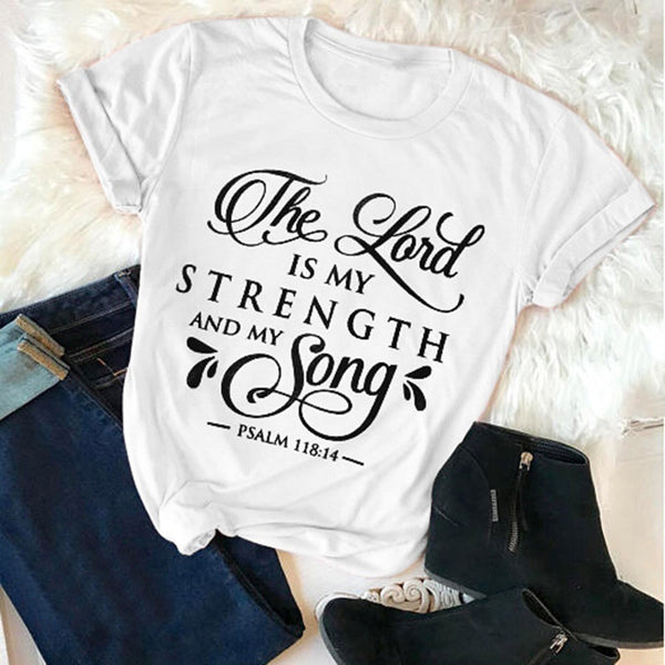 Retro Faith Slogan Graphic T-Shirt for Women, side product view