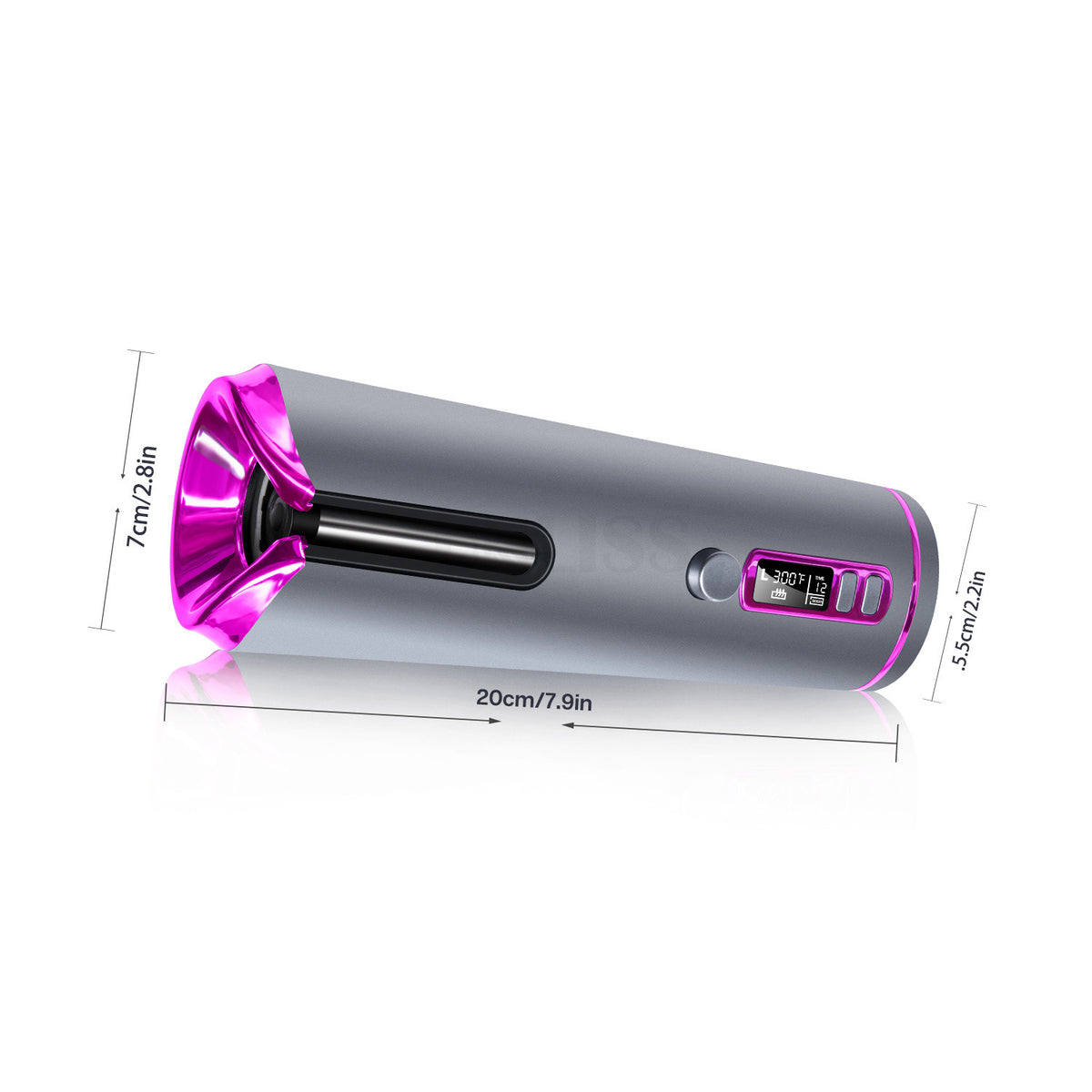 Portable Cordless Automatic Curling Iron with LCD Display, side product view