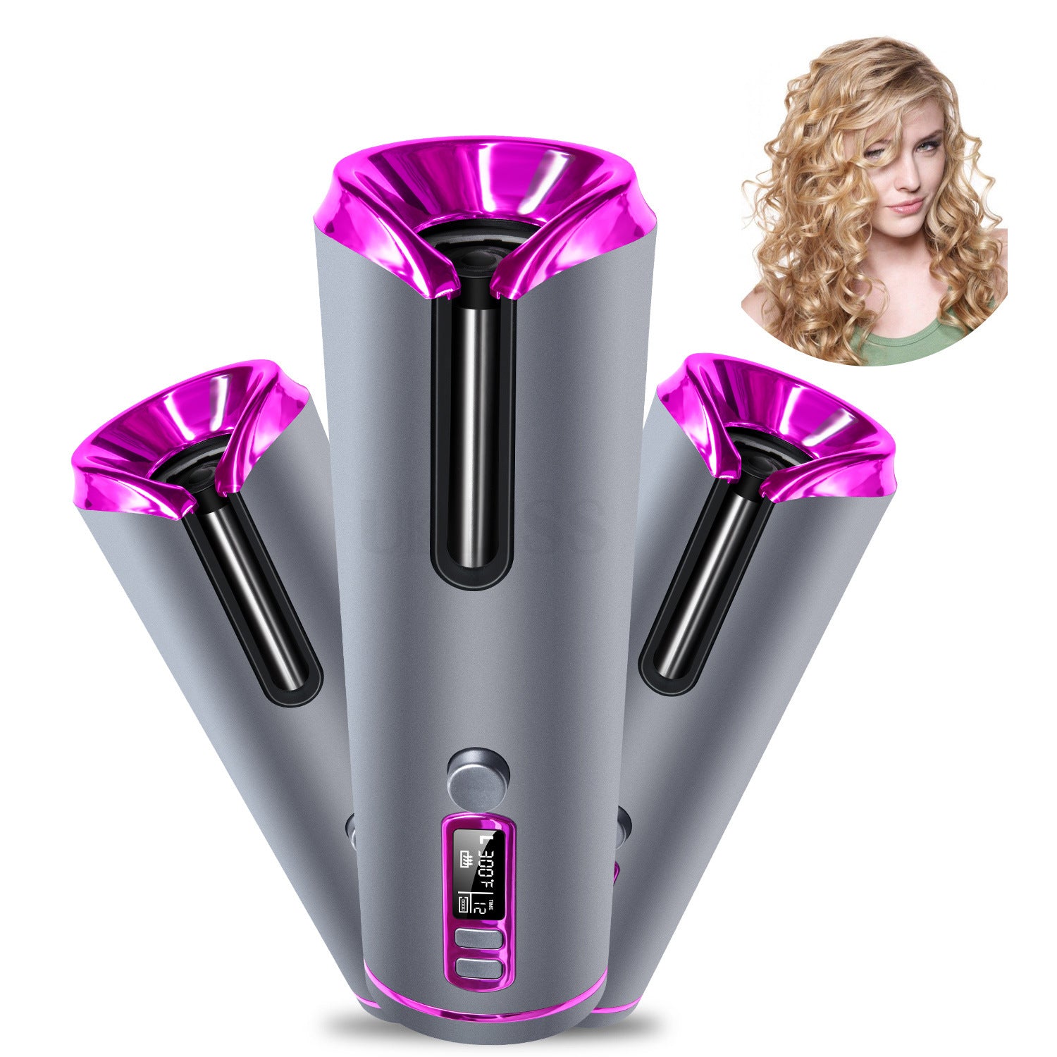Portable Cordless Automatic Curling Iron with LCD Display 副圖
