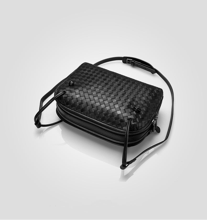 Woven Sheepskin Crossbody Bag for Women, angled product view