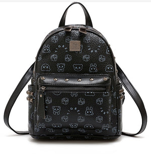 Black korean-style PU backpack