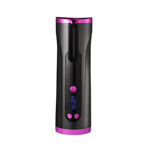 Black cordless automatic curling iron with comb and clips