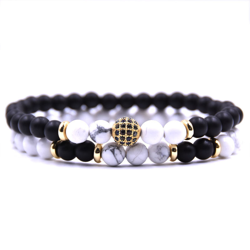 Product detail photo of Natural Stone and Zircon Bracelet Set, natural stone and zircon bracelet set