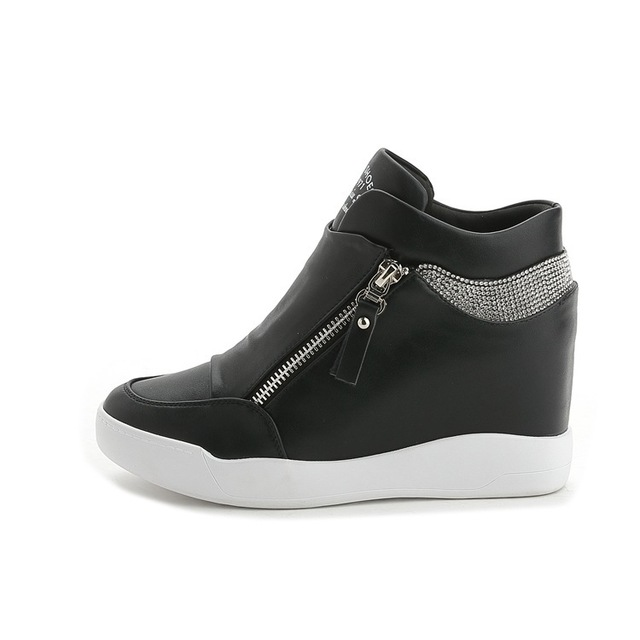 White canvas platform sneakers
