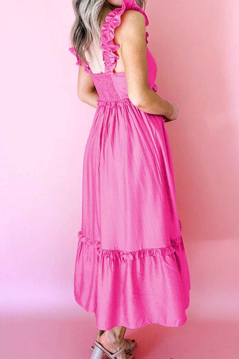 Elegant Ruffle Trim Maxi Dress 副圖