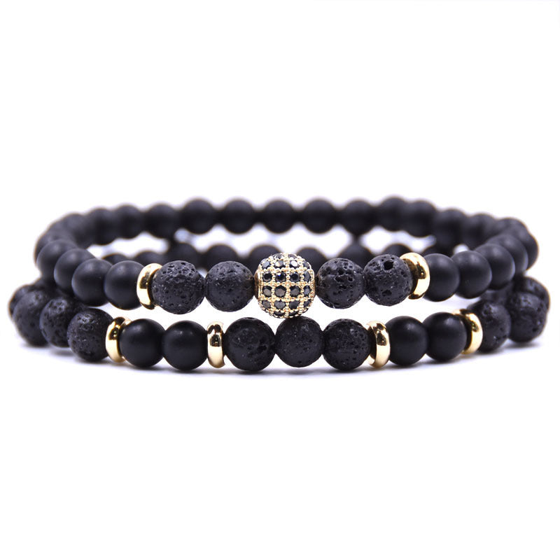 Product detail photo of Natural Stone and Zircon Bracelet Set, natural stone and zircon bracelet set