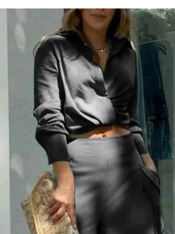 2026 Professional Wide Leg Pants and Shirt Set-Two-Piece Set-Splashis-Splashis