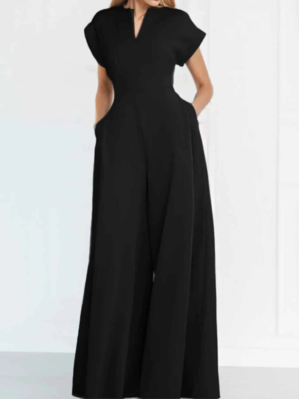 Plus size notched neck jumpsuit — additional view 8