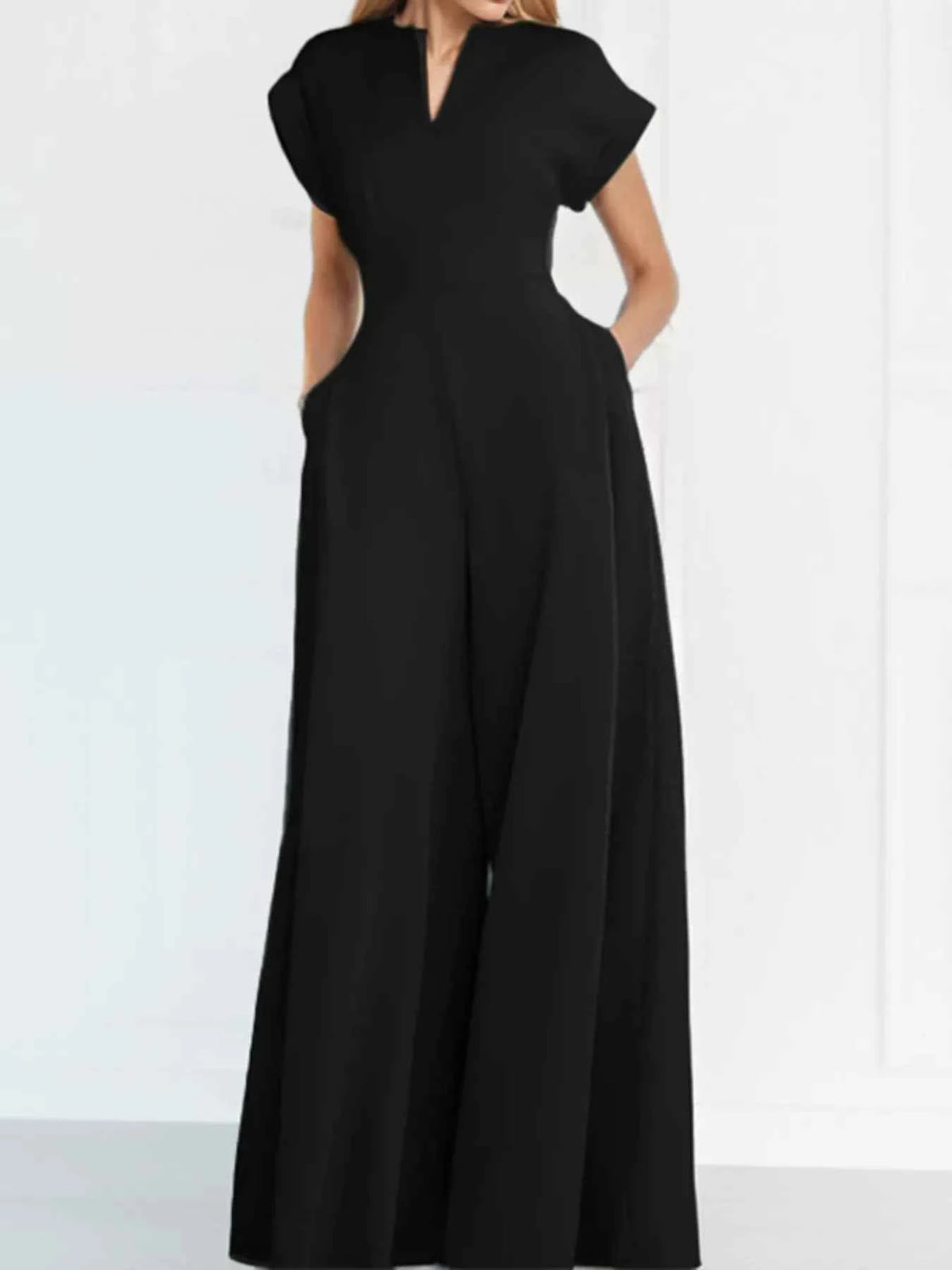Chic Plus Size Notched Neck Jumpsuit, product view 8