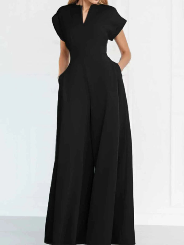Plus size notched neck jumpsuit — additional view 8