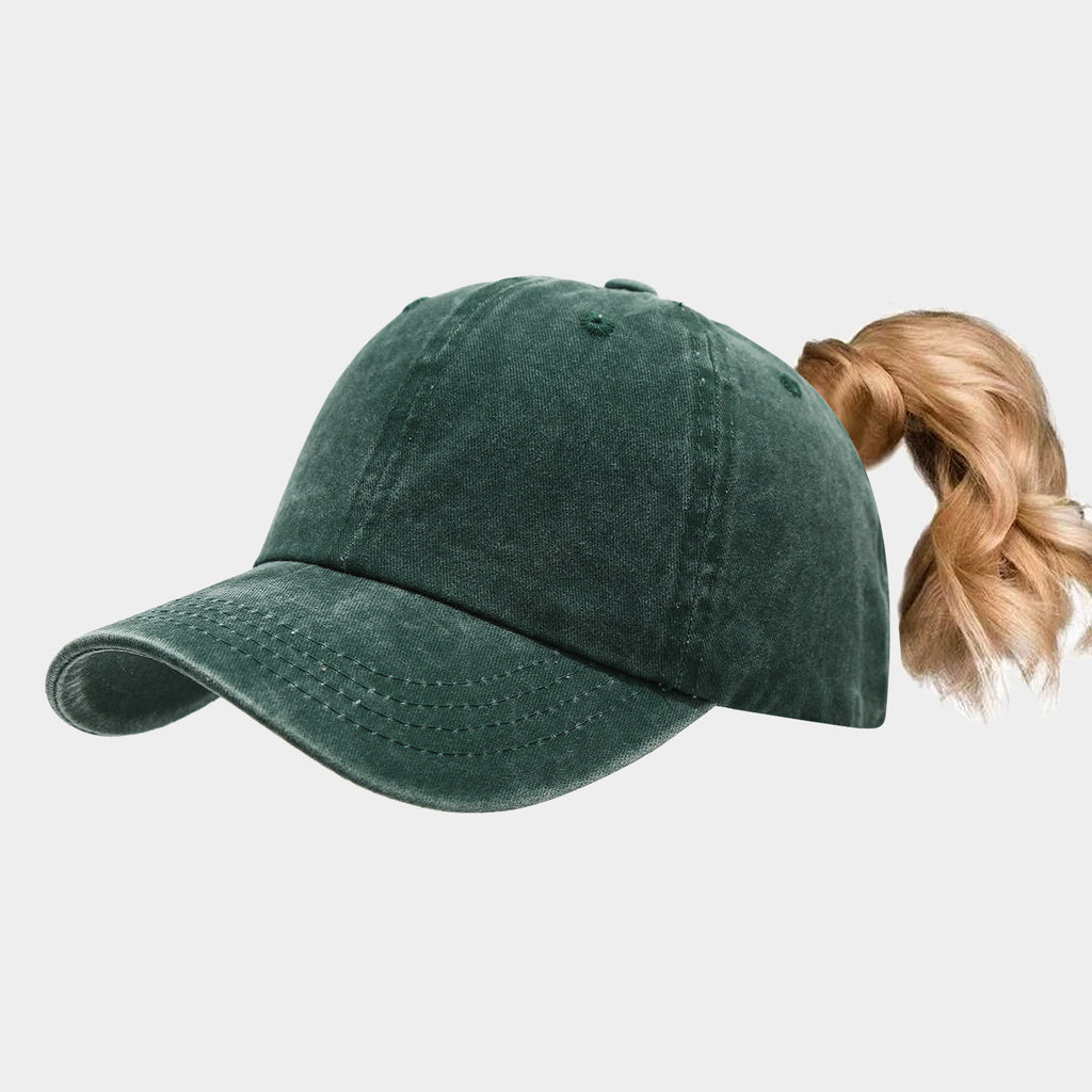 Dark Green ponytail sports sun hat for women