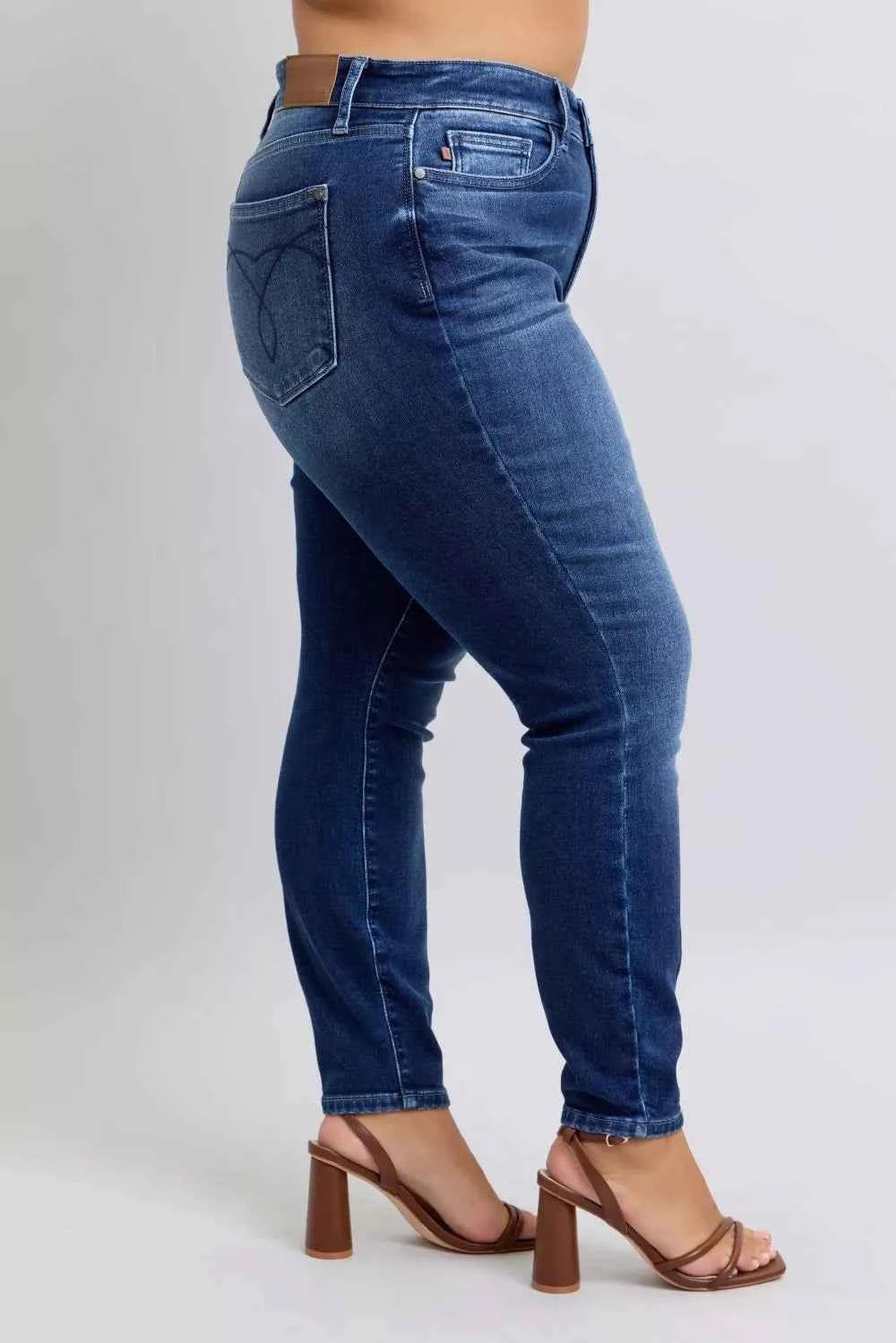 Plus Size Washed Thermal Skinny Jeans-Jeans-Splashis-Splashis