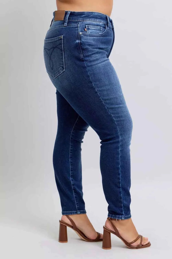 Plus Size Washed Thermal Skinny Jeans-Jeans-Splashis-Splashis