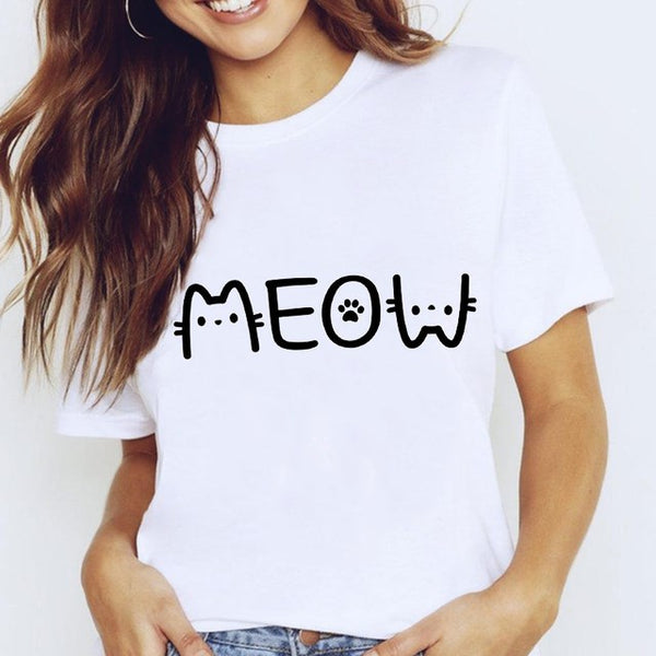 Women's Star Print Crew Neck T-Shirt, side product view