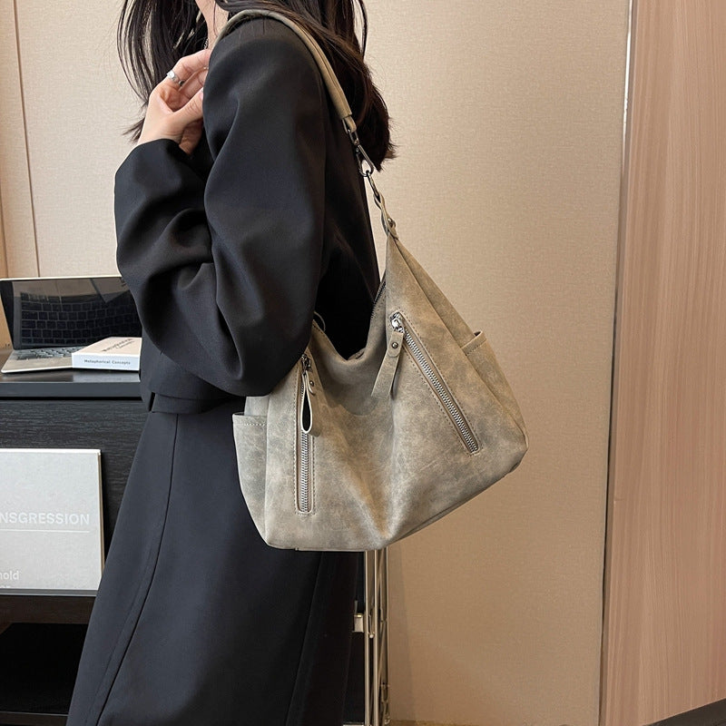 Minimalist Street Style Crossbody Bag - Large Capacity PU Bag for Women, angled product view