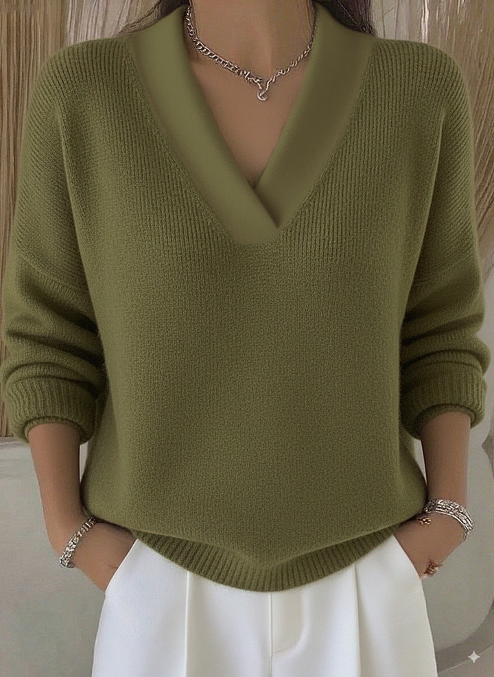 Women's V-Neck Loose Knit Sweater additional product view