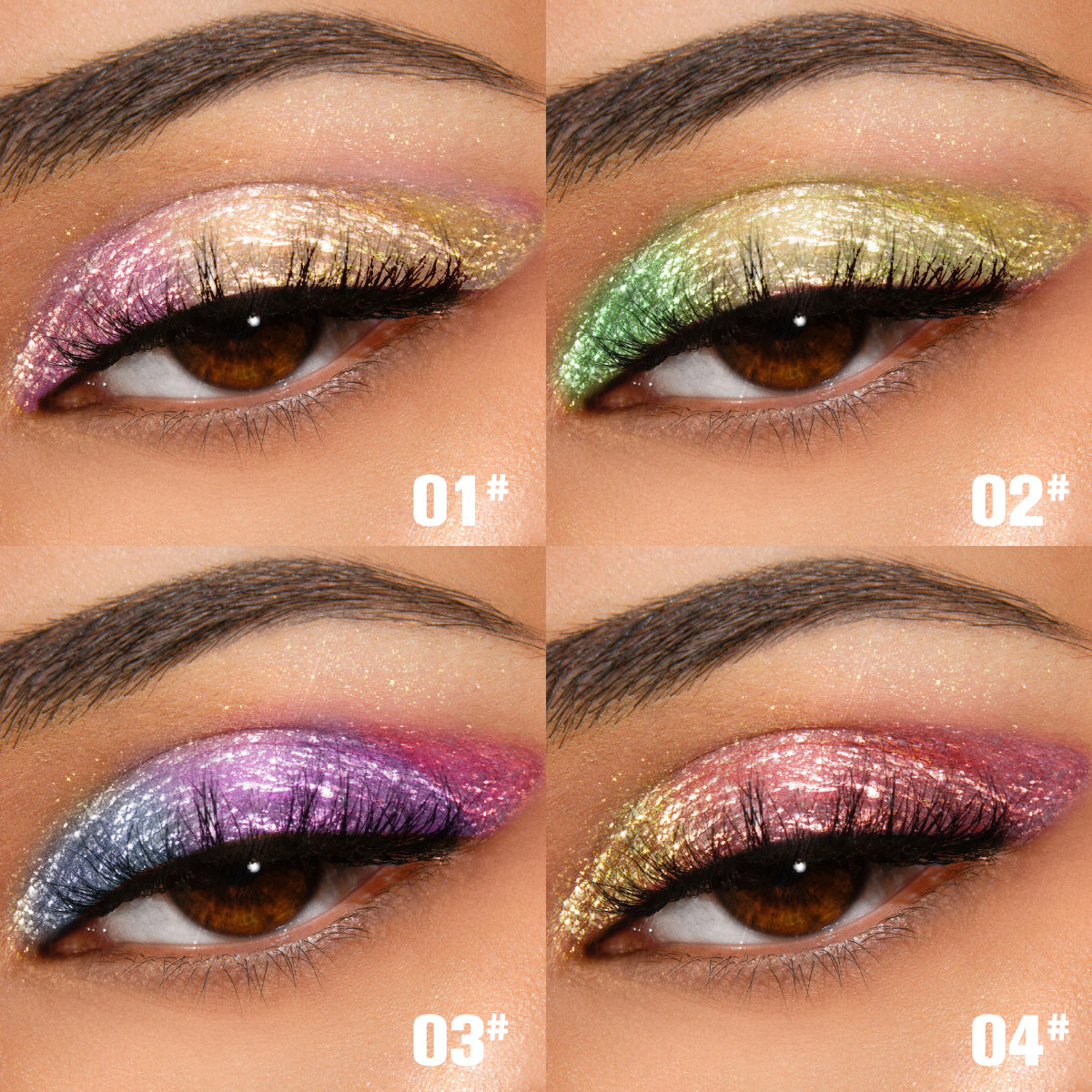8-Shade Chameleon Multichrome Eyeshadow Bundle - Color-Shifting, side product view