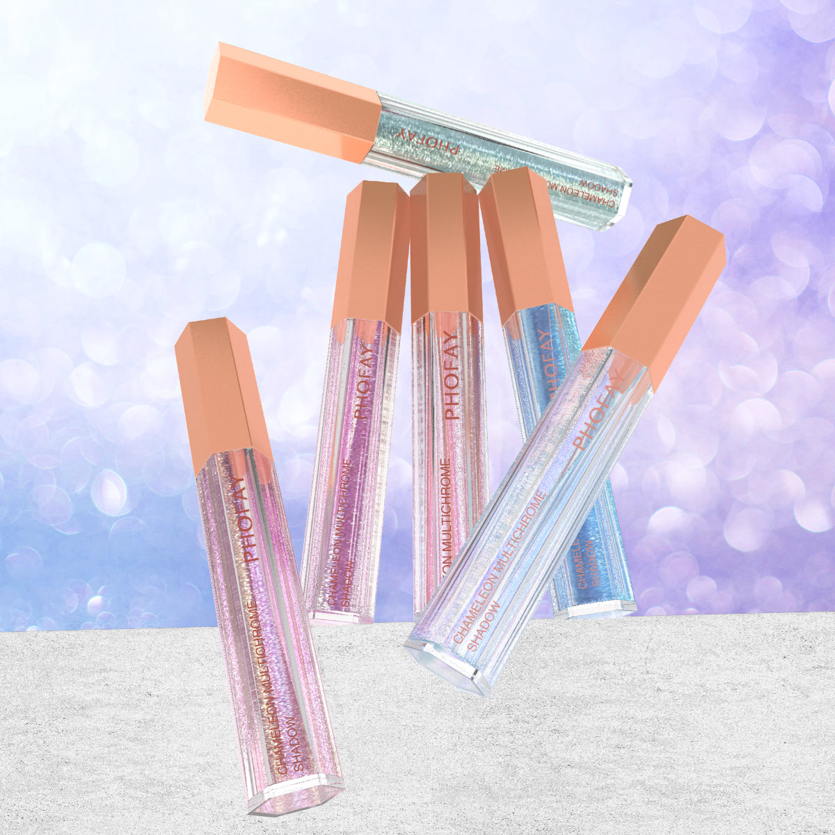 8-Shade Chameleon Multichrome Eyeshadow Bundle - Color-Shifting, close-up product view