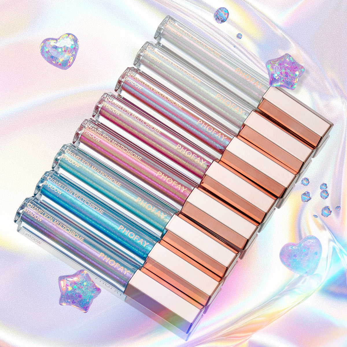8-Shade Chameleon Multichrome Eyeshadow Bundle - Color-Shifting, alternate product view