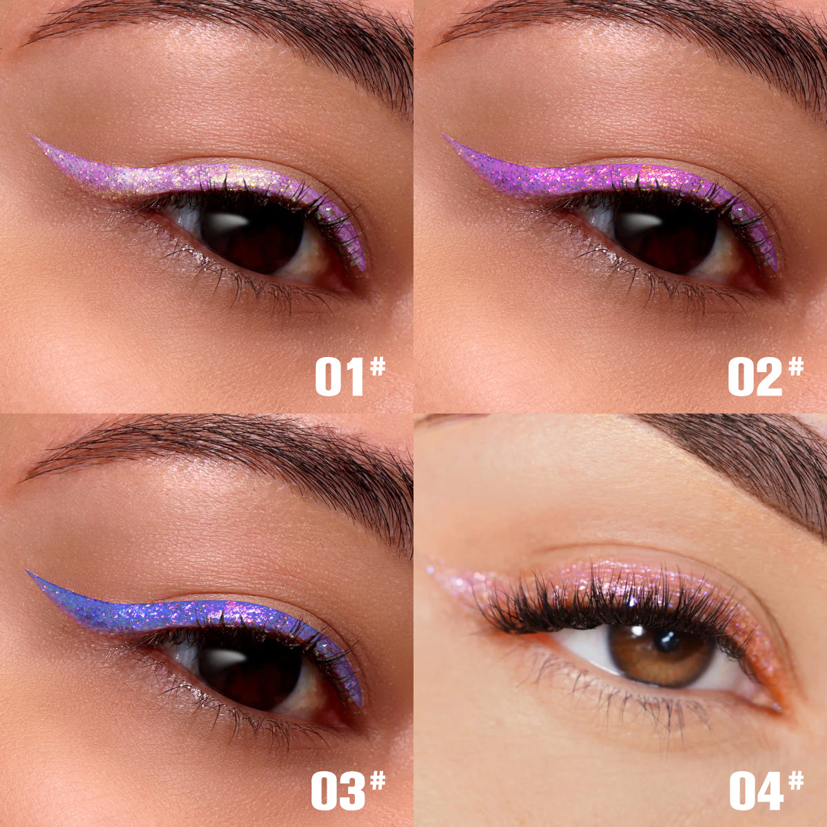 8-Piece Liquid Glitter Eyeliner Set - Waterproof & Long-Lasting, close-up product view