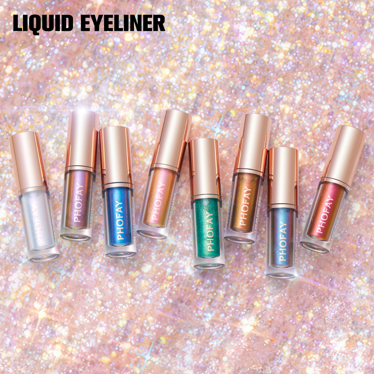 8-Piece Liquid Glitter Eyeliner Set - Waterproof & Long-Lasting, side product view