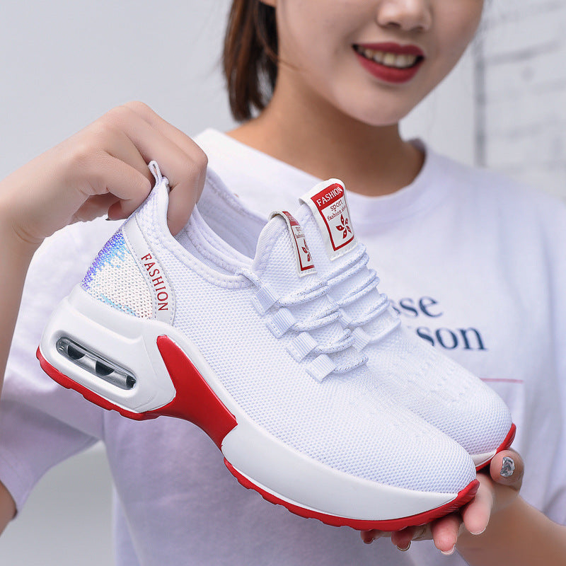 White knit mesh sneakers