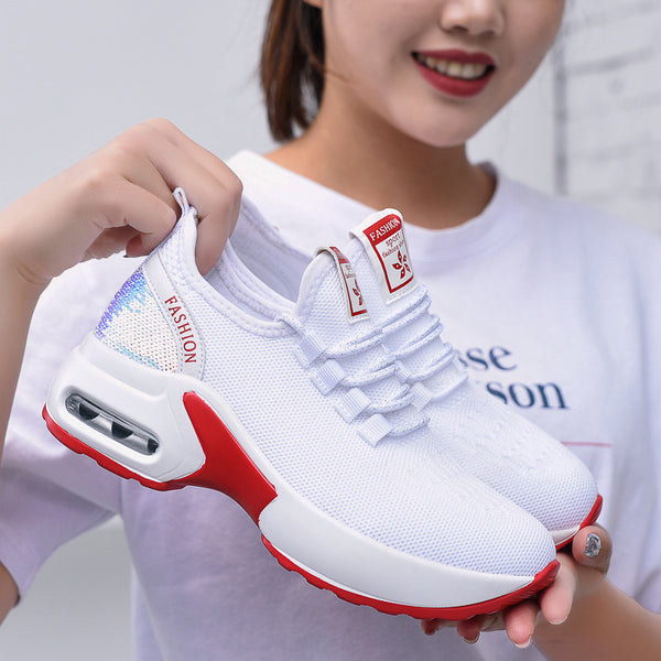 White knit mesh sneakers