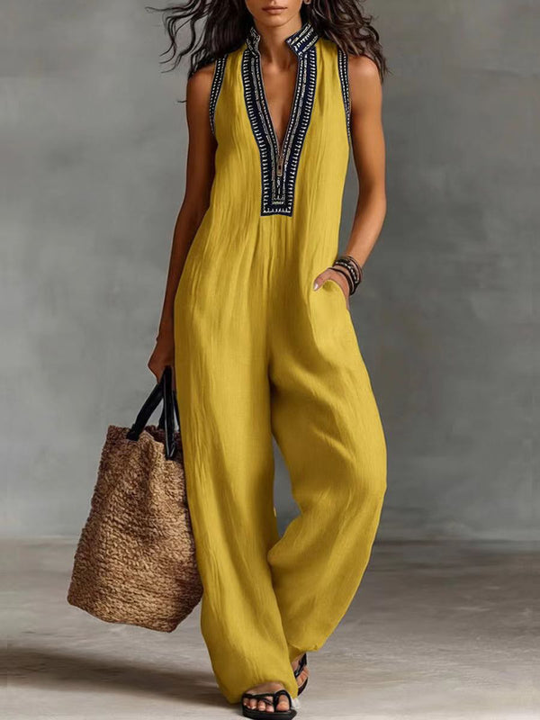 Linen-Blend Sleeveless Jumpsuit — product image 7
