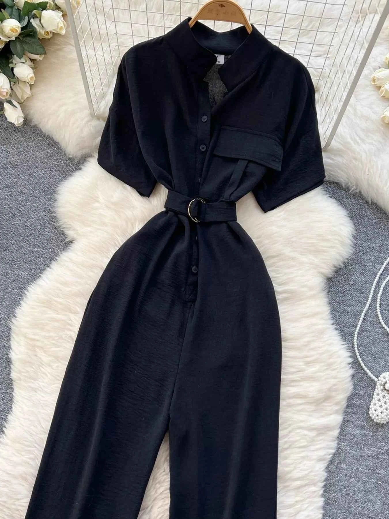 Button down wide leg jumpsuit — additional view 9