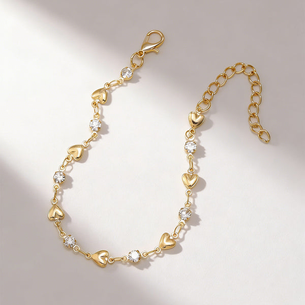 Cubic zirconia heart bracelet adjustable chain - view 5
