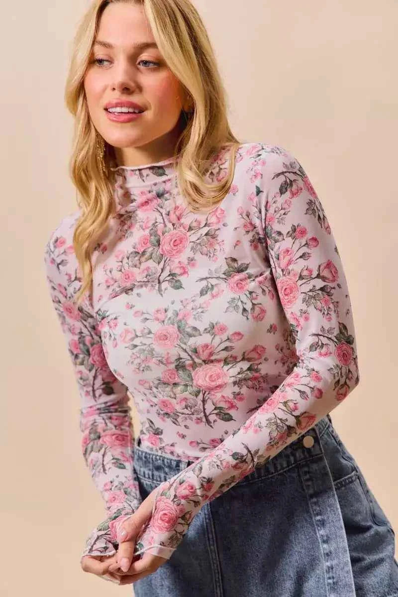 Sheer floral layering top — additional view 4