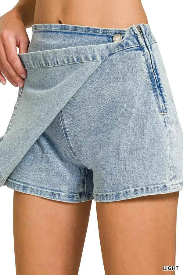 Asymmetrical denim skort — additional view 7