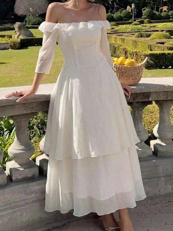 Off-shoulder layered midi dress — additional view 2